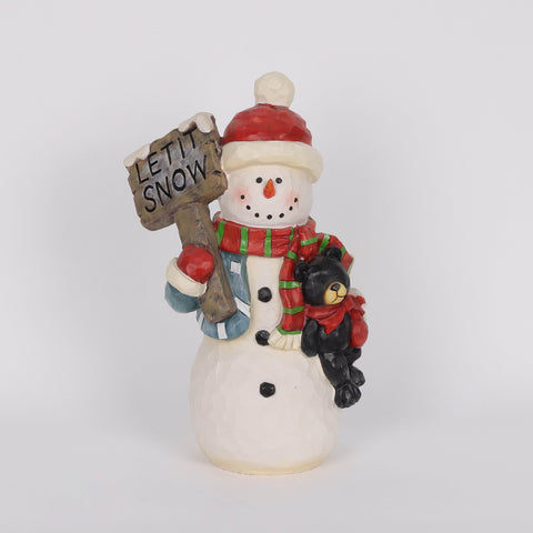 Christmas Resin Snowman  W/ Led Décor