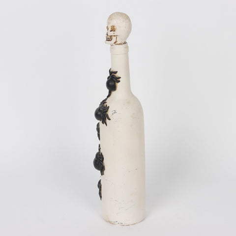 3.0*2.75*13.5''Lighting White Skull Cover Bottle W/Spiders Décor
