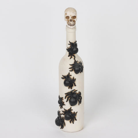 3.0*2.75*13.5''Lighting White Skull Cover Bottle W/Spiders Décor