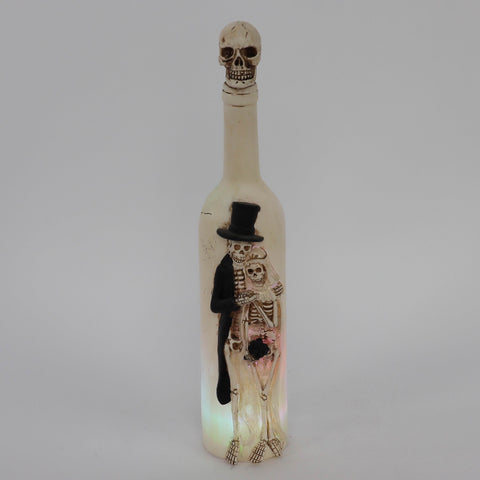 3.25*2.75*14.25'' White Bottle W/Ghost Couple Décor