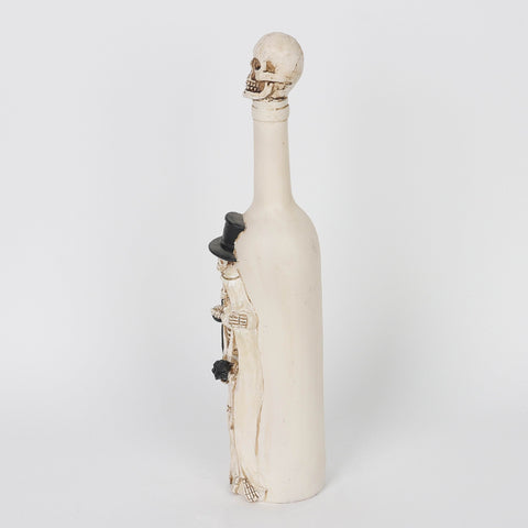 3.25*2.75*14.25'' White Bottle W/Ghost Couple Décor