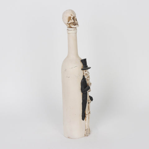 3.25*2.75*14.25'' White Bottle W/Ghost Couple Décor