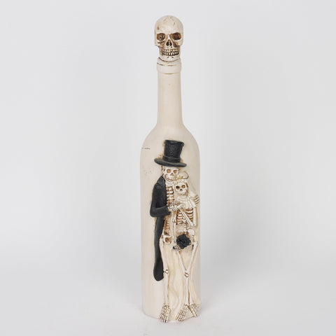 3.25*2.75*14.25'' White Bottle W/Ghost Couple Décor
