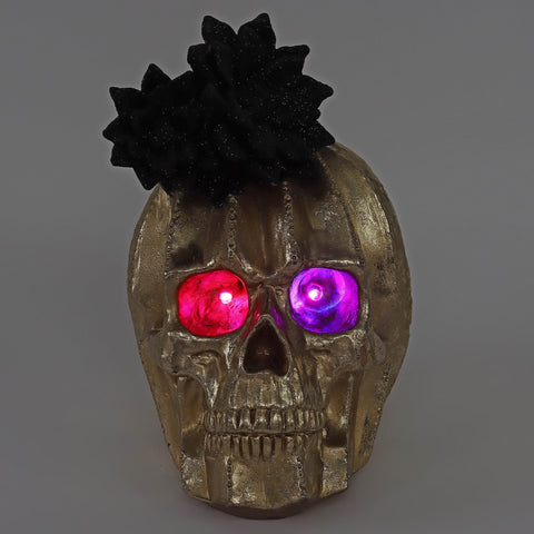 5.25*6.5*8.5''Gold Resin Skull Décor W/Lite
