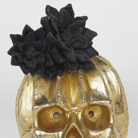 5.25*6.5*8.5''Gold Resin Skull Décor W/Lite