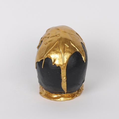 7.25*4.5*5.75''Gold&Black Skull Décor W/Lite