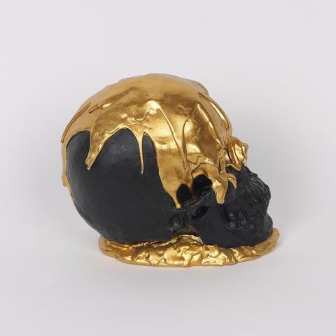 7.25*4.5*5.75''Gold&Black Skull Décor W/Lite