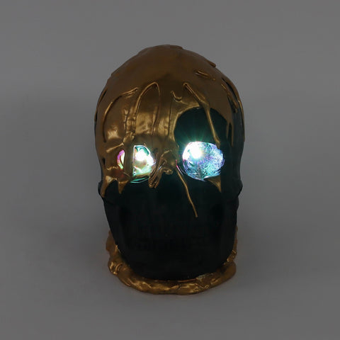 7.25*4.5*5.75''Gold&Black Skull Décor W/Lite