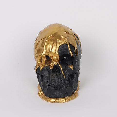 7.25*4.5*5.75''Gold&Black Skull Décor W/Lite