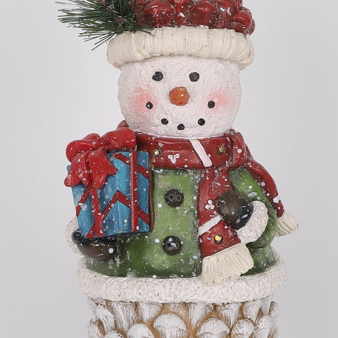 Christmas Resin Snowman  W/ Led Décor