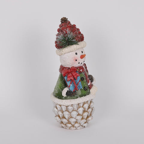 Christmas Resin Snowman  W/ Led Décor