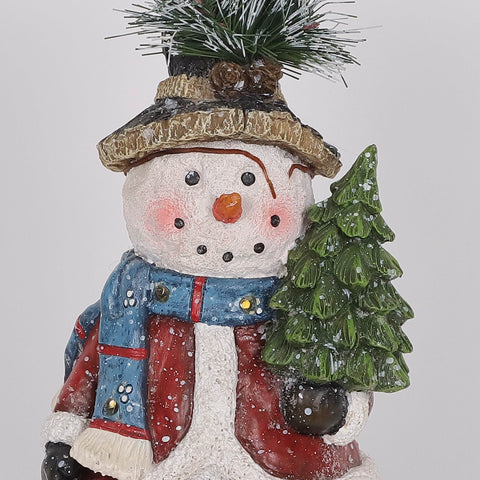 Christmas Resin Snowman  W/ Led Décor