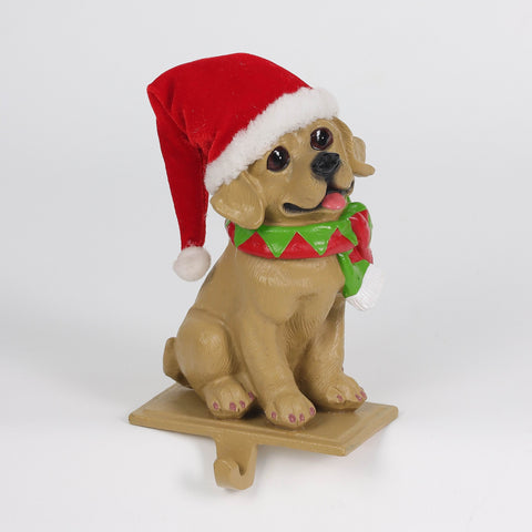 7.125"H Santa Hat Dog Stocking Holder