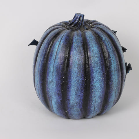 10.0*8.75*9.5''Blue & Black Pumpkin Décor W/Bat