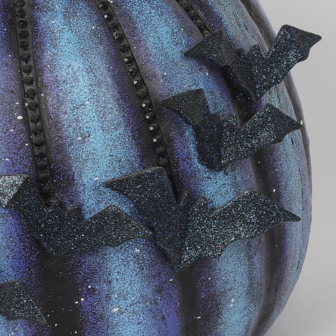 10.0*8.75*9.5''Blue & Black Pumpkin Décor W/Bat