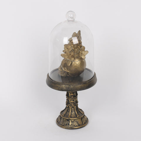 5.5*13.5'' Transparent Cover &Gold Skull Table Décor W/Lite
