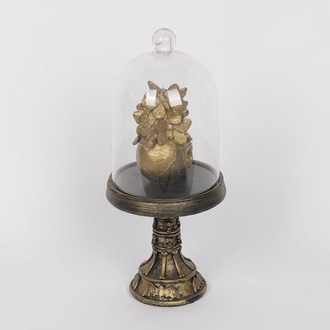 5.5*13.5'' Transparent Cover &Gold Skull Table Décor W/Lite