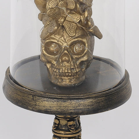 5.5*13.5'' Transparent Cover &Gold Skull Table Décor W/Lite