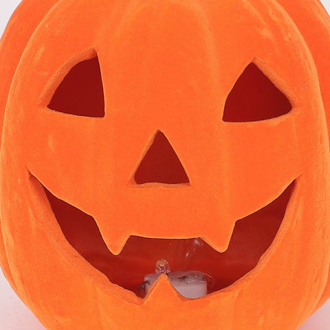 5.75*7.5''Orange Flocking Pumpkin Décor W/Lite