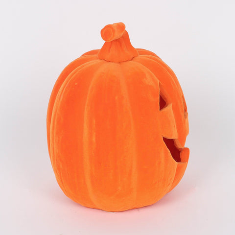 5.75*7.5''Orange Flocking Pumpkin Décor W/Lite