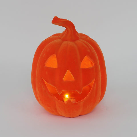 5.75*7.5''Orange Flocking Pumpkin Décor W/Lite