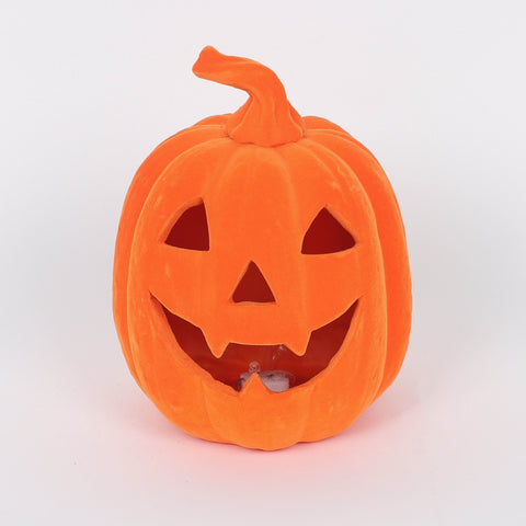5.75*7.5''Orange Flocking Pumpkin Décor W/Lite