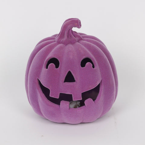 6.75*7.5''Purplr Flocking Pumpkin Décor W/Lite