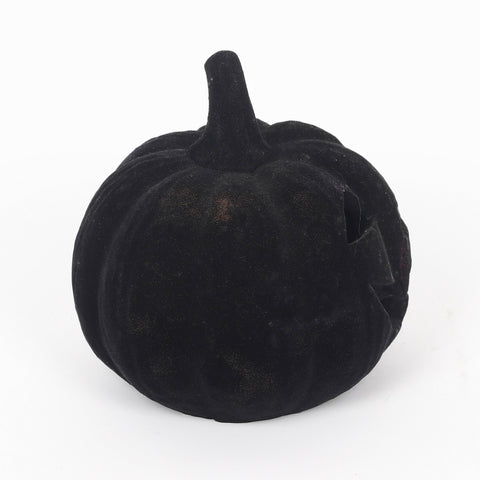 5.75*5.75''Black Flocking Pumpkin Décor W/Lite