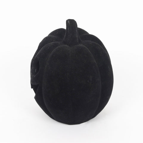5.25*4.75*6.25''Black Flocking Pumpkin Décor W/Lite