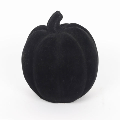 5.25*4.75*6.25''Black Flocking Pumpkin Décor W/Lite