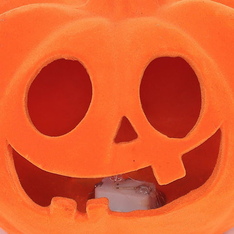 6.0*5.5*5.25''Orange Flocking Pumpkin Décor W/Lite
