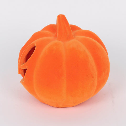 6.0*5.5*5.25''Orange Flocking Pumpkin Décor W/Lite