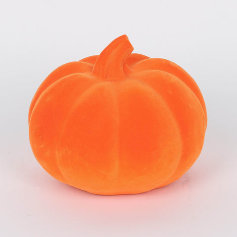 6.0*5.5*5.25''Orange Flocking Pumpkin Décor W/Lite