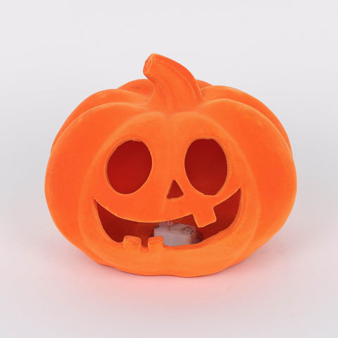 6.0*5.5*5.25''Orange Flocking Pumpkin Décor W/Lite