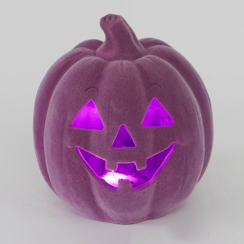 4.75*5.5'' Purplr Flocking Pumpkin Décor W/Lite