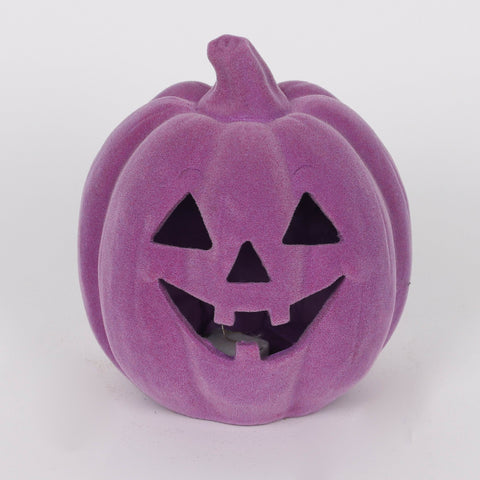 4.75*5.5'' Purplr Flocking Pumpkin Décor W/Lite