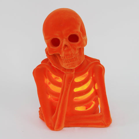 5.0*4.25*8.25'' Orange Flocking Thinking Skeleton Décor