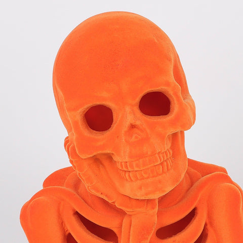 5.0*4.25*8.25'' Orange Flocking Thinking Skeleton Décor