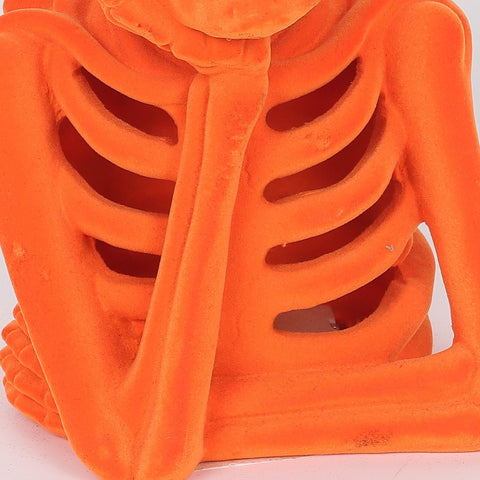 5.0*4.25*8.25'' Orange Flocking Thinking Skeleton Décor