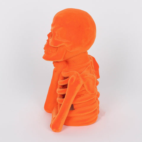 5.0*4.25*8.25'' Orange Flocking Thinking Skeleton Décor