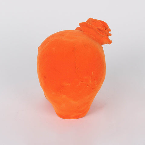 4.25*3.5*4.5''Orange Flocking Skull Décor
