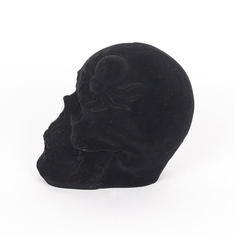 3.5*3.25*4.25'' Black Flocking Skull Décor