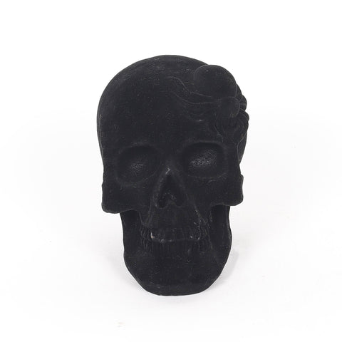 3.5*3.25*4.25'' Black Flocking Skull Décor