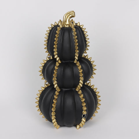 7.5*13.5''Three-Ply Black Pumpkin W/Gold Revit Décor