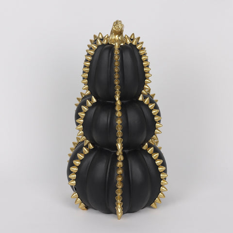 7.5*13.5''Three-Ply Black Pumpkin W/Gold Revit Décor