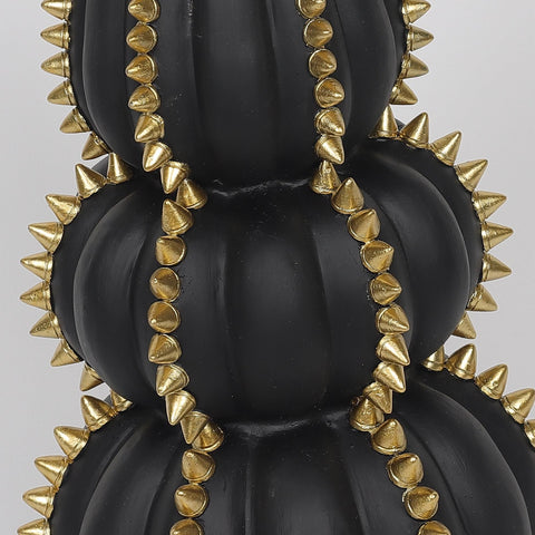 7.5*13.5''Three-Ply Black Pumpkin W/Gold Revit Décor