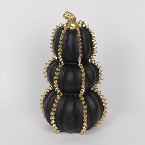7.5*13.5''Three-Ply Black Pumpkin W/Gold Revit Décor