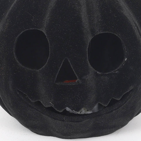 5.0*4.5*5.0''Black Flocking Pumpkin Décor W/Lite