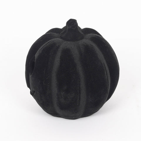 5.0*4.5*5.0''Black Flocking Pumpkin Décor W/Lite