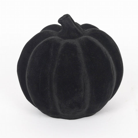 5.0*4.5*5.0''Black Flocking Pumpkin Décor W/Lite